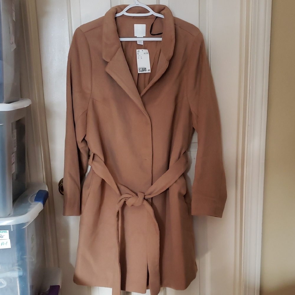 H&M Camel Soft Belted Winter Trench Coat